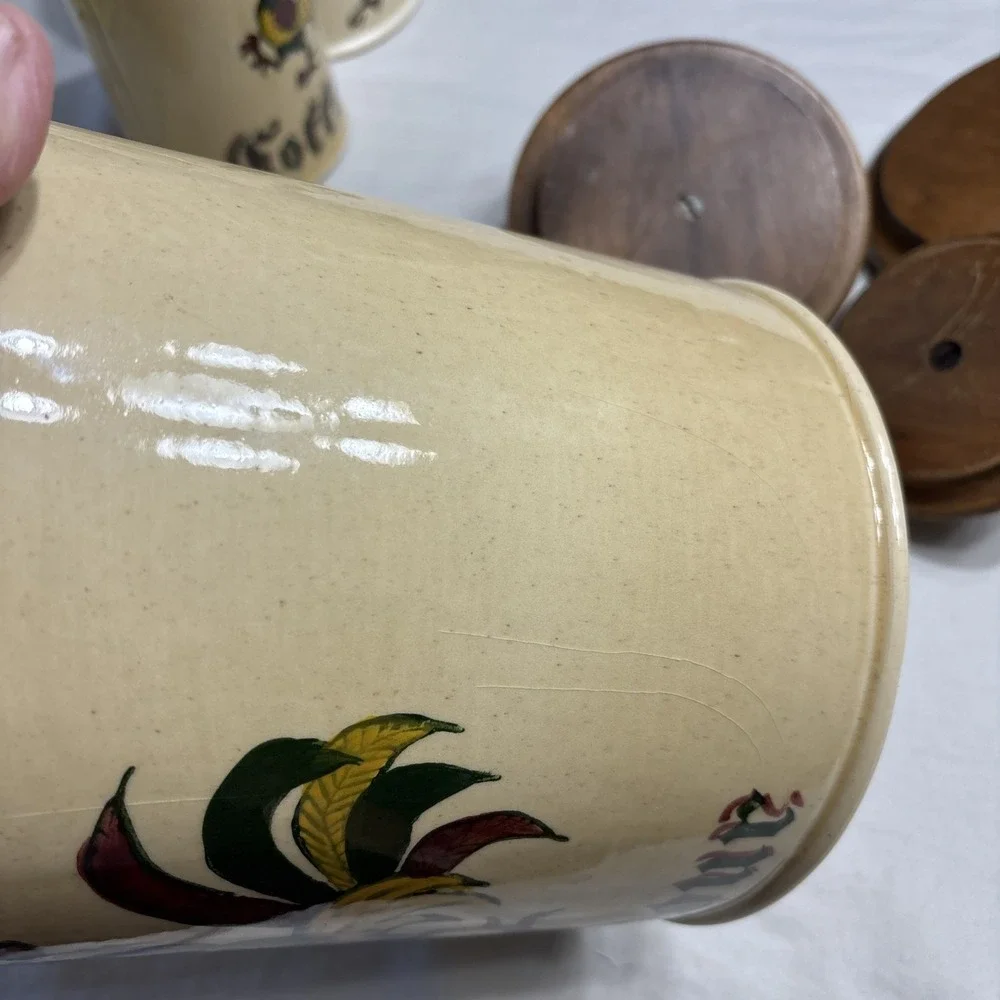 Metlox‎ Pottery Poppy Trail California Provincial Rooster Set/4 Canisters